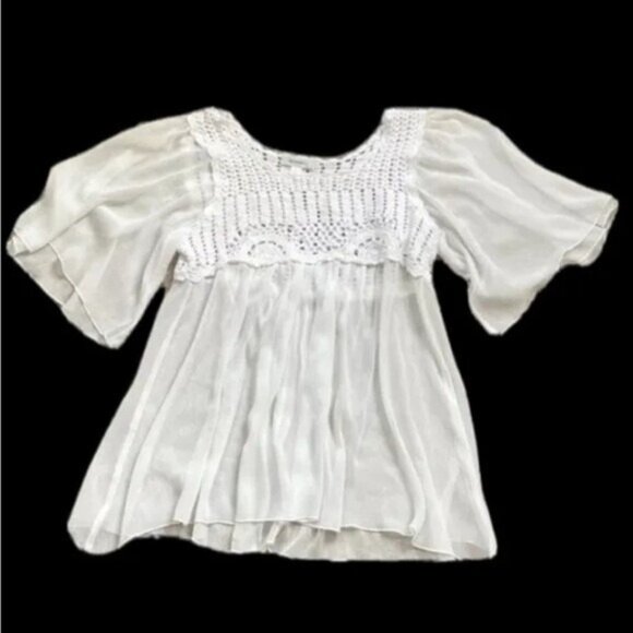Dress Barn Sheer Mesh Crochet Top – Women’s Size Small - Picture 1 of 8